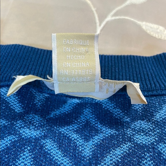 Michael Kors Blue Patterned Woman Medium Casual Crop Sweater Short Sleeves - Picture 3 of 12